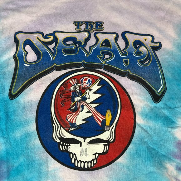 Vintage 2000s Grateful Dead Shirt Men's Large Light Purple Tie Die Wave The Flag - Picture 3 of 12